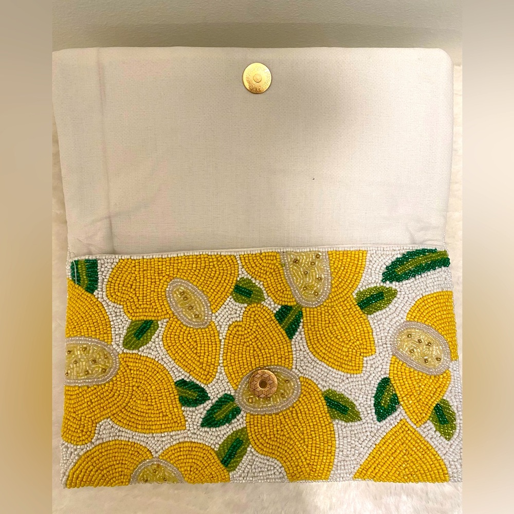 ANTIK KRAFT Lemon Beaded Clutch/Crossbody Bag -NEW - Picture 2 of 5